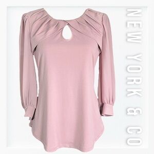 NWT NY & Co Mauve 3/4 Opaque Sleeve Blouse sz S